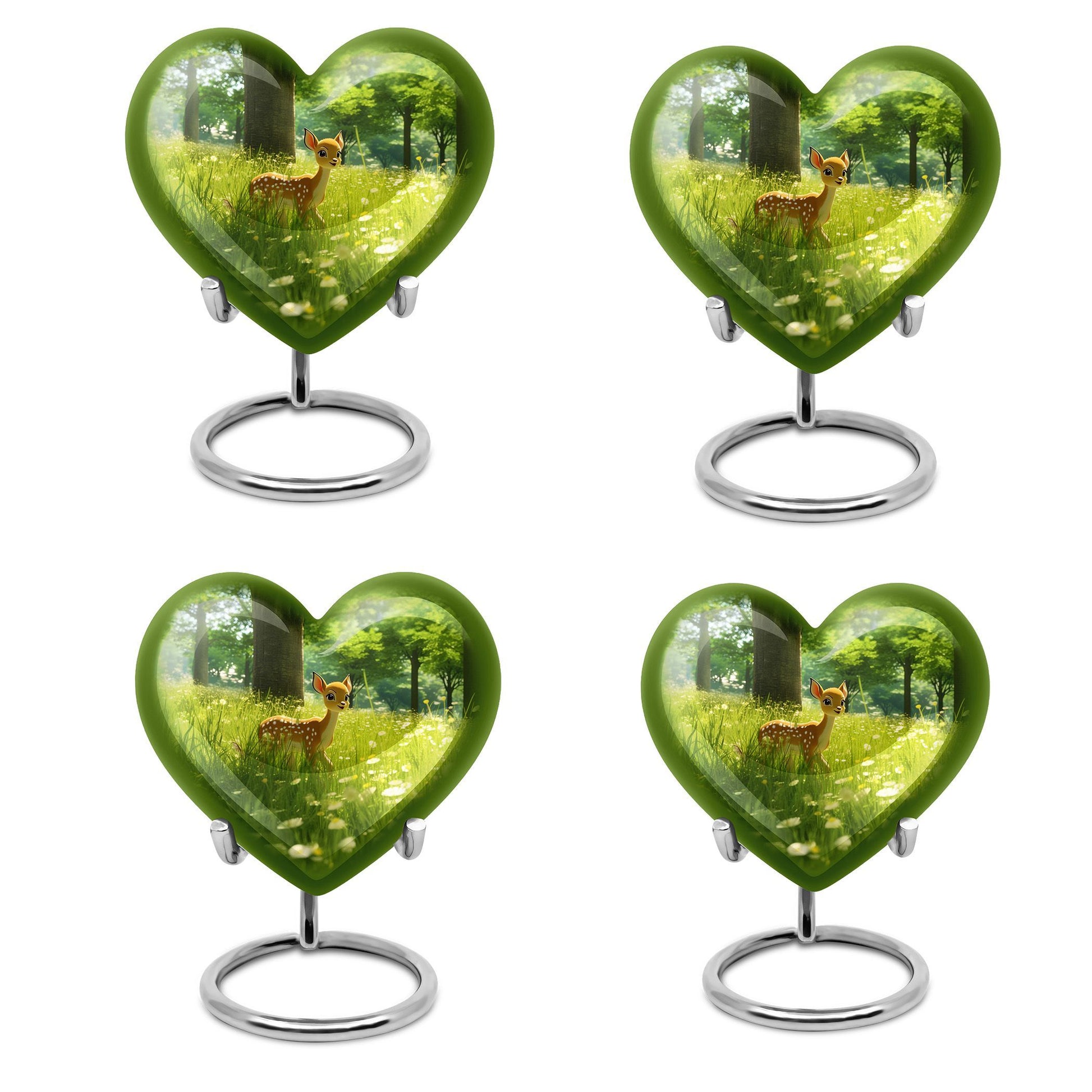 10-inch Heart Urn with deer theme
