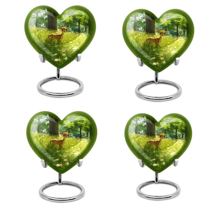 10-inch Heart Urn with deer theme