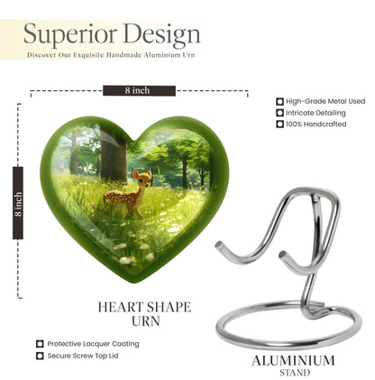 10-inch Heart Urn with deer theme