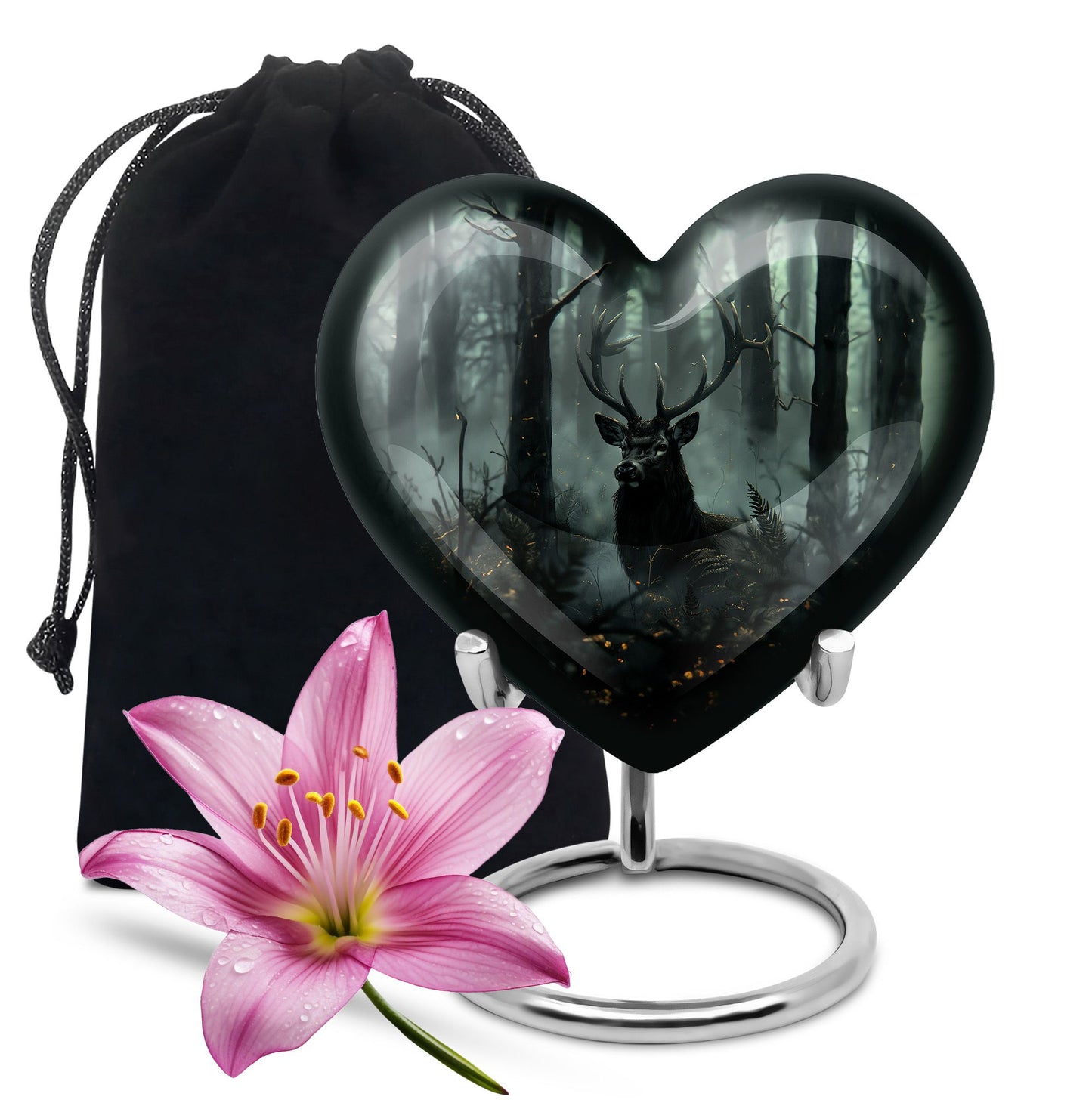 10 inch heart-shaped deer urn 