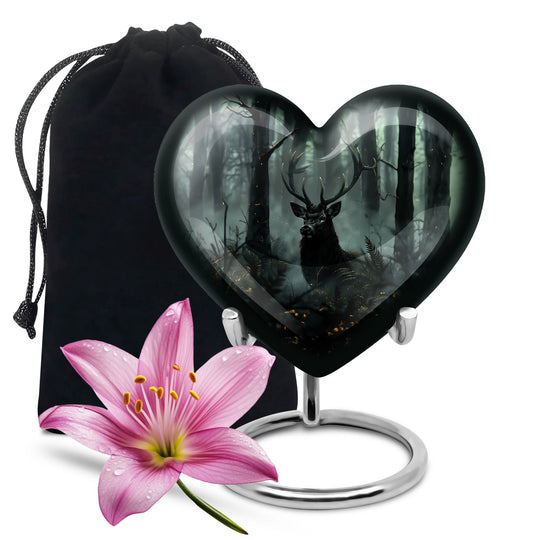 10 inch heart-shaped deer urn 