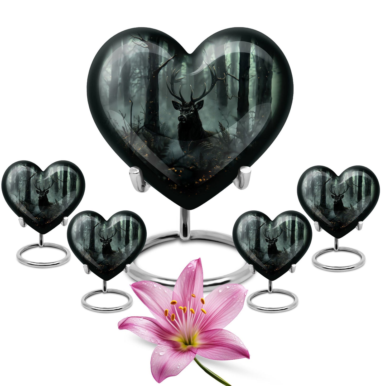10 inch heart-shaped deer urn 