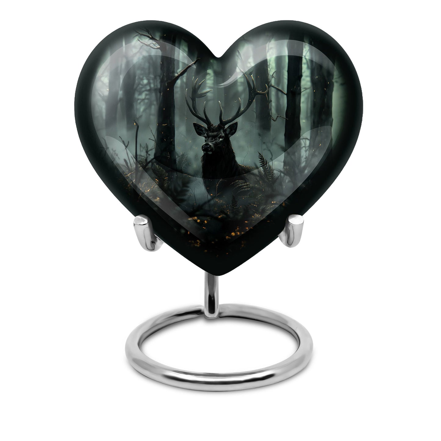 10 inch heart-shaped deer urn 