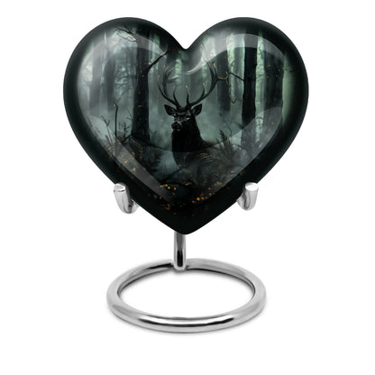 10 inch heart-shaped deer urn 