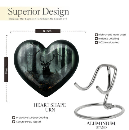 10 inch heart-shaped deer urn 