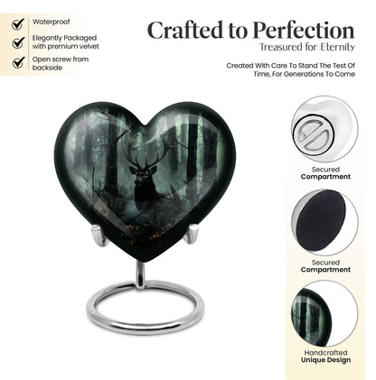 10 inch heart-shaped deer urn 