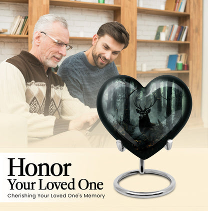 10 inch heart-shaped deer urn 