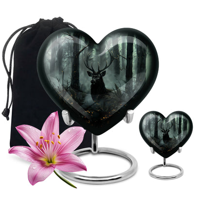 10 inch heart-shaped deer urn 