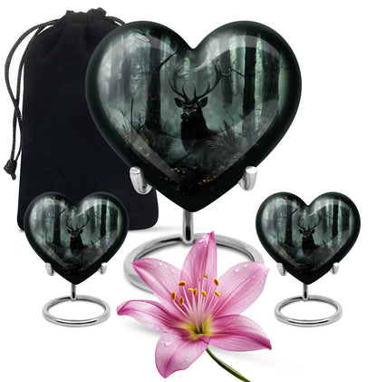 10 inch heart-shaped deer urn 