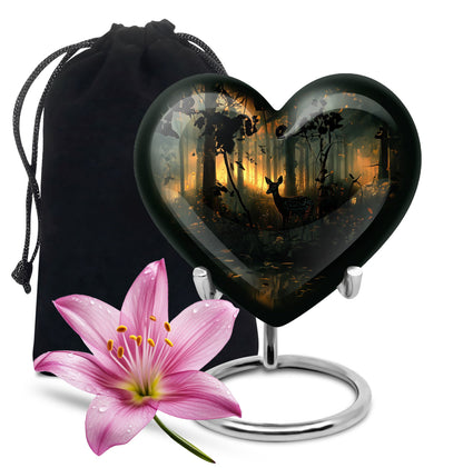  Deer Urn, heart-shaped memorial urn 