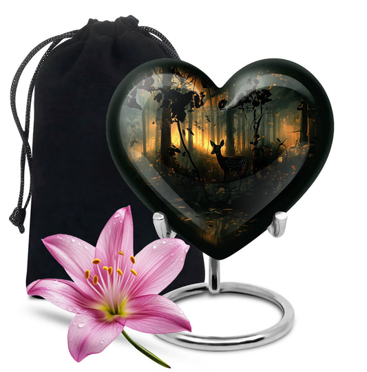  Deer Urn, heart-shaped memorial urn 