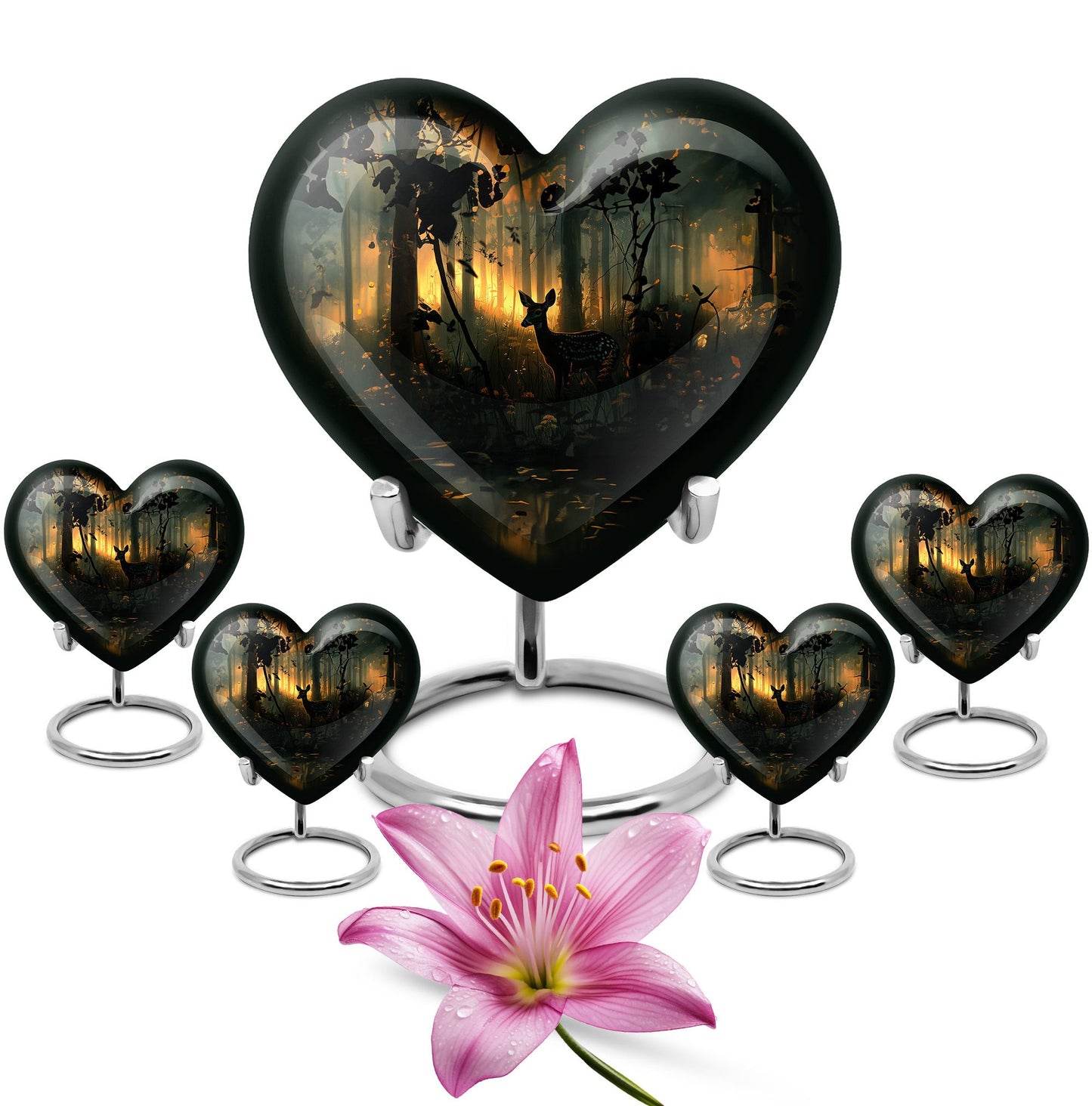  Deer Urn, heart-shaped memorial urn 