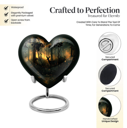  Deer Urn, heart-shaped memorial urn 