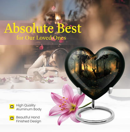  Deer Urn, heart-shaped memorial urn 
