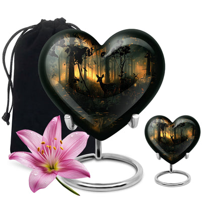  Deer Urn, heart-shaped memorial urn 