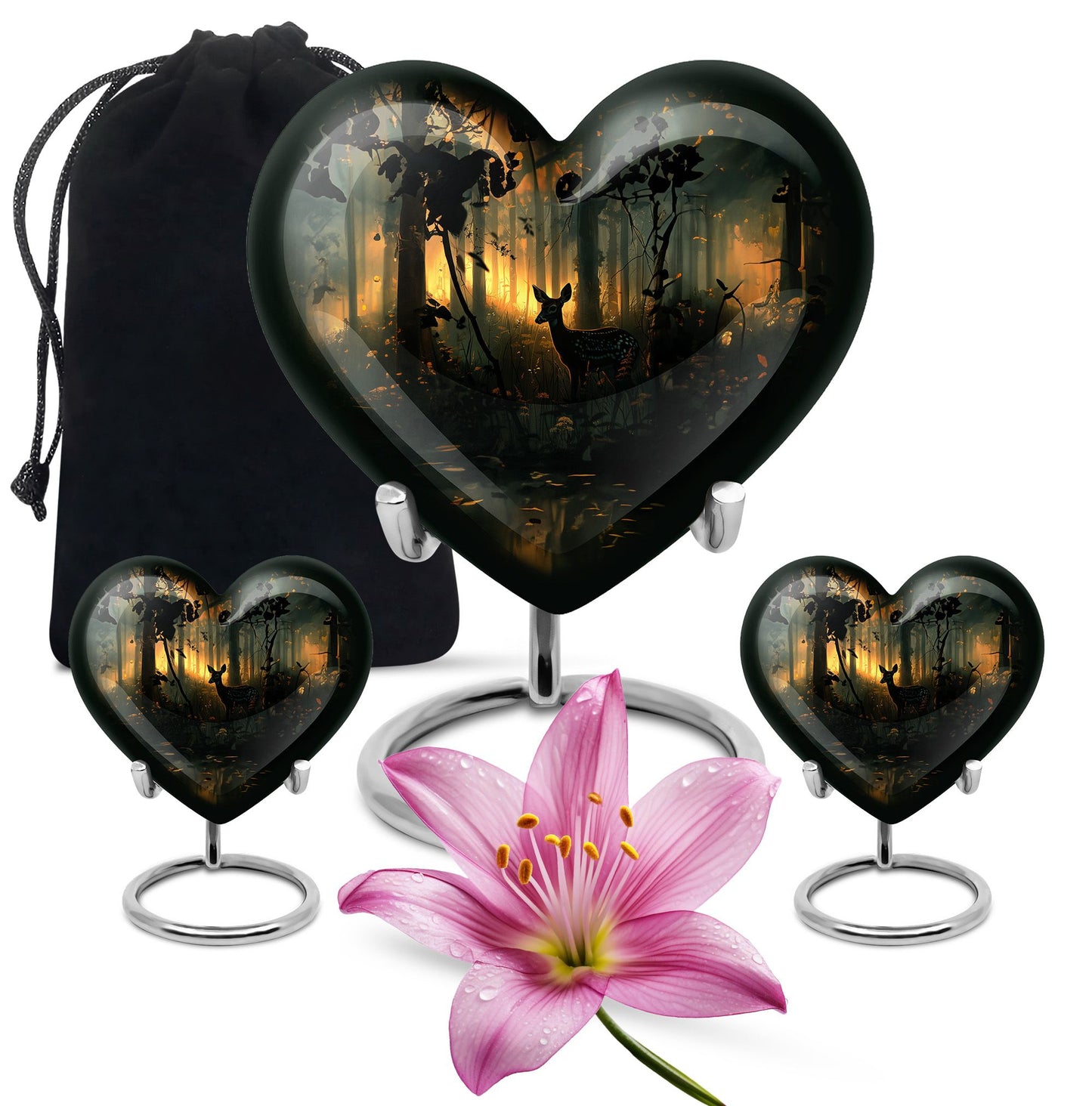  Deer Urn, heart-shaped memorial urn 