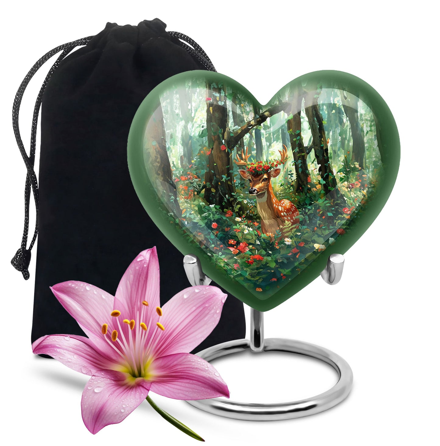 heart-shaped deer urn
