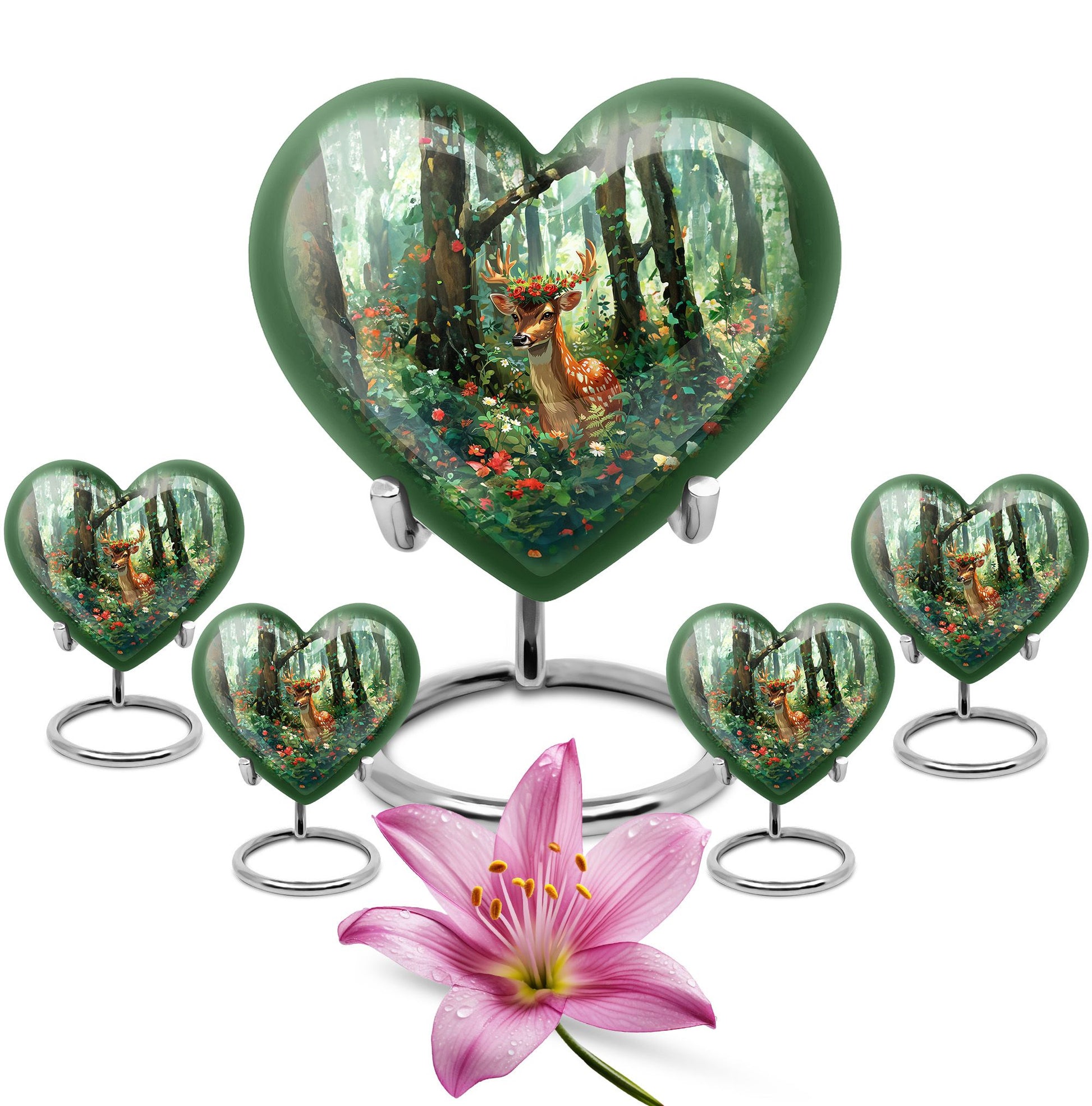 heart-shaped deer urn