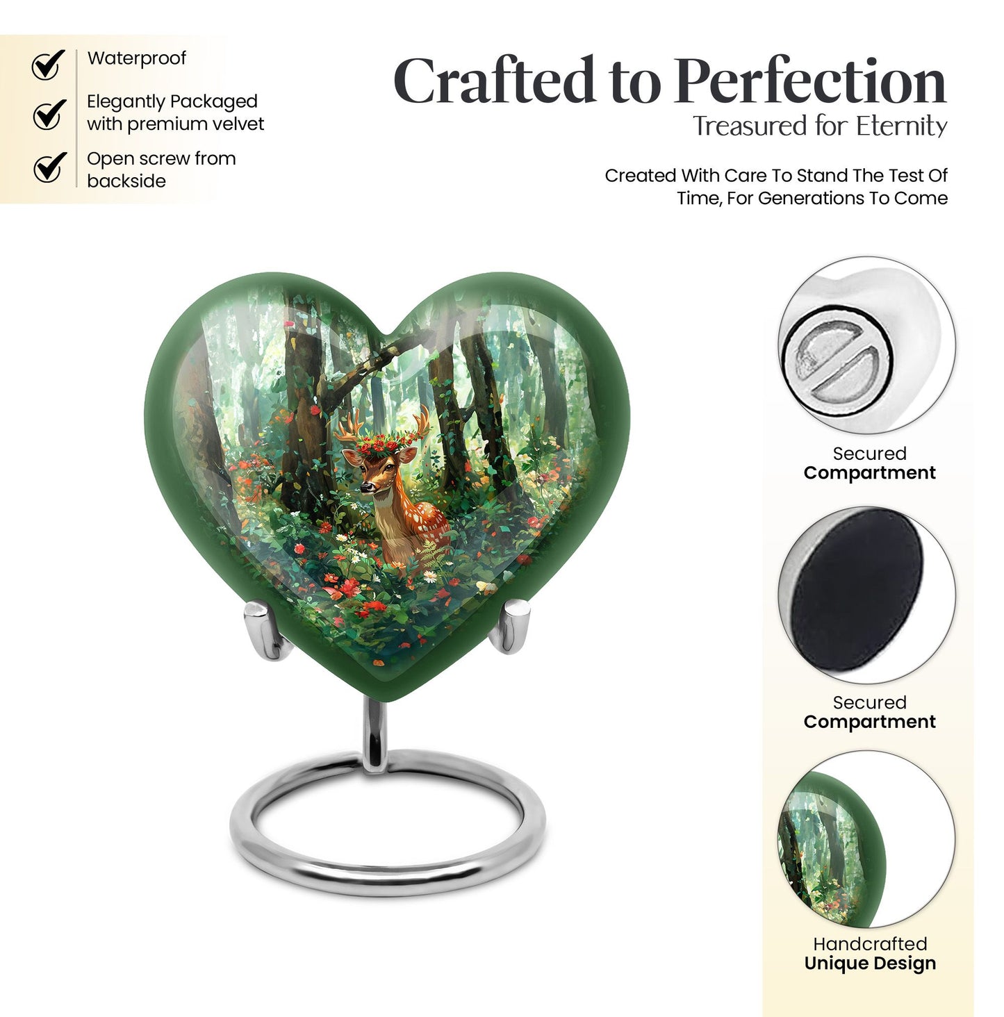heart-shaped deer urn