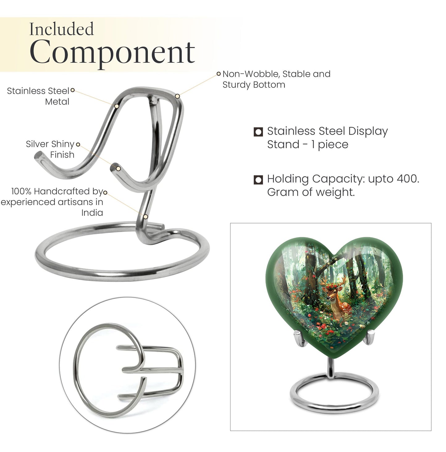 heart-shaped deer urn