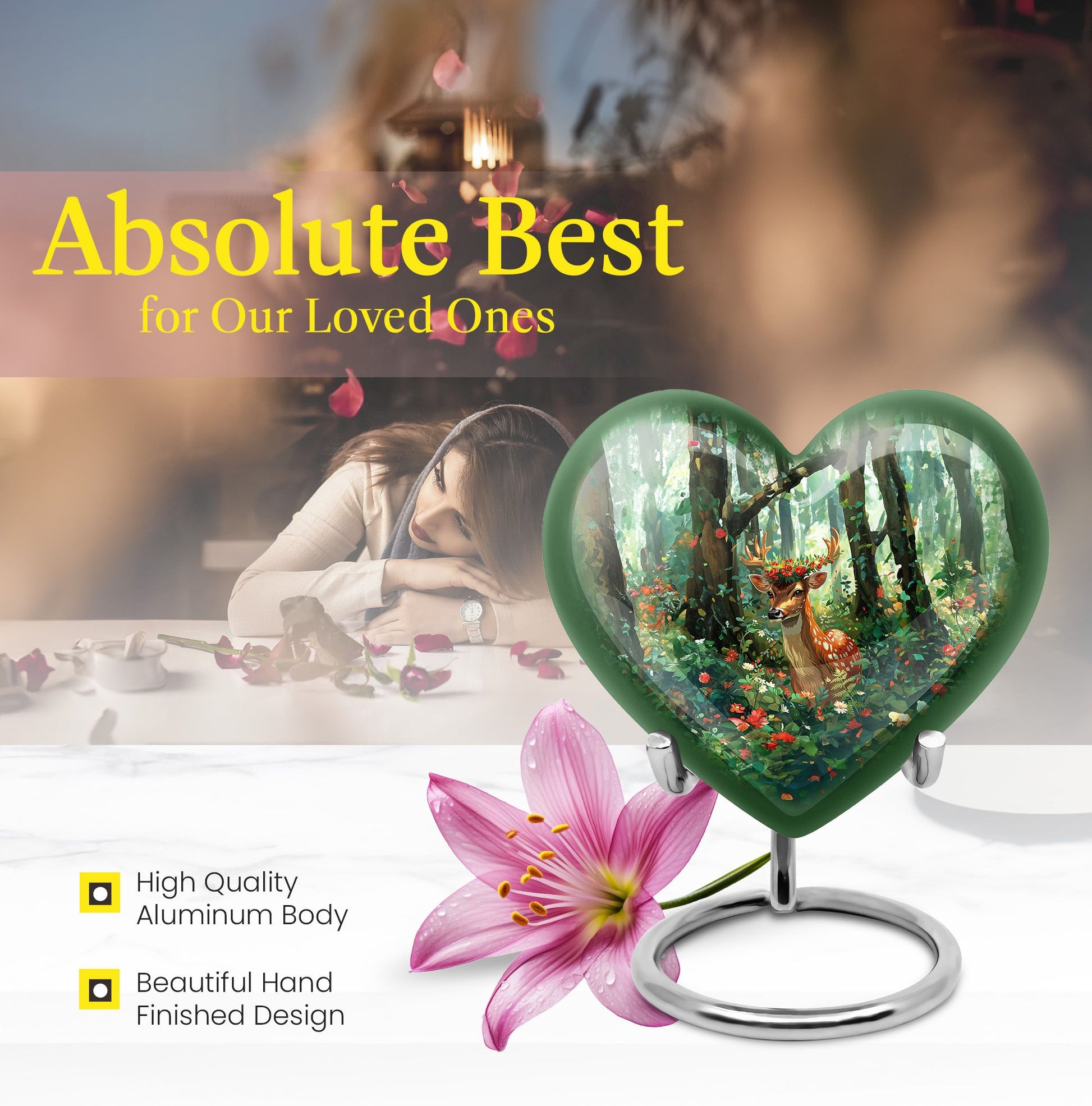 heart-shaped deer urn