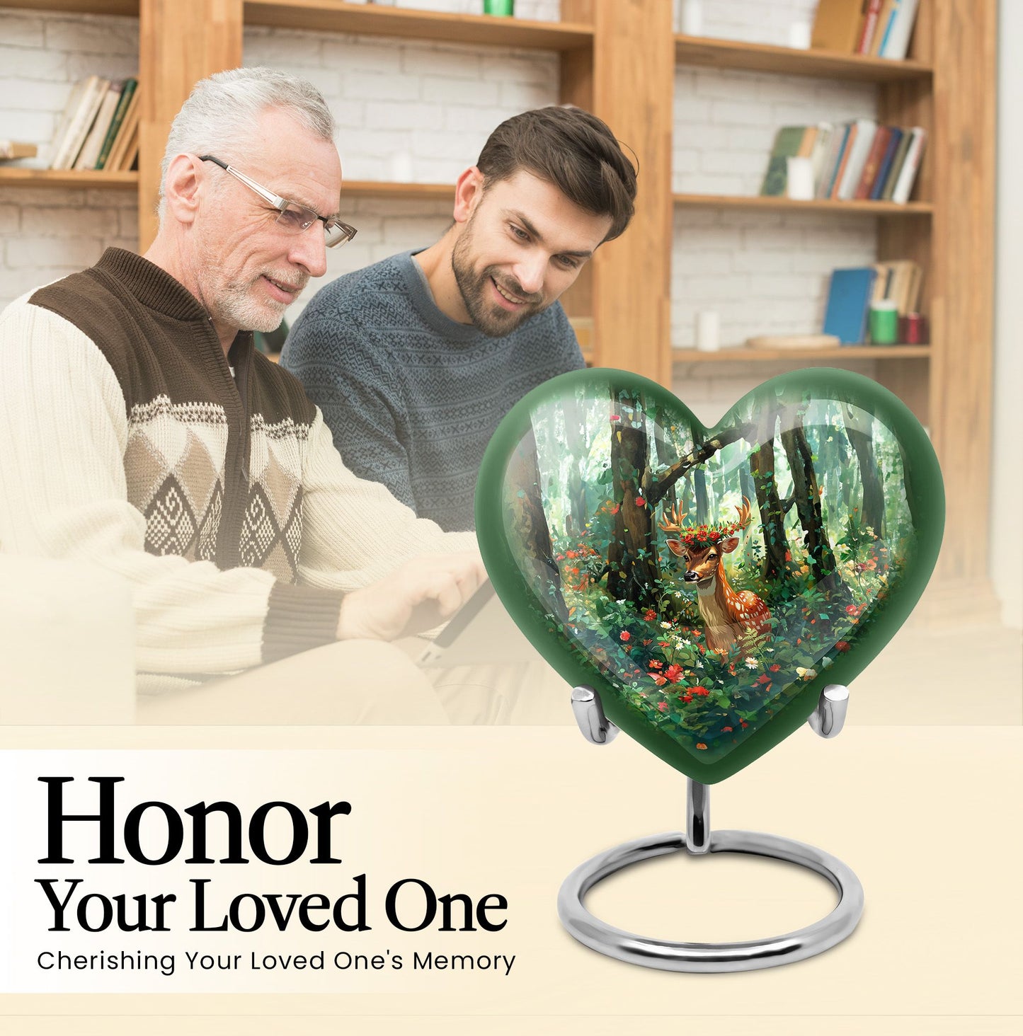 heart-shaped deer urn