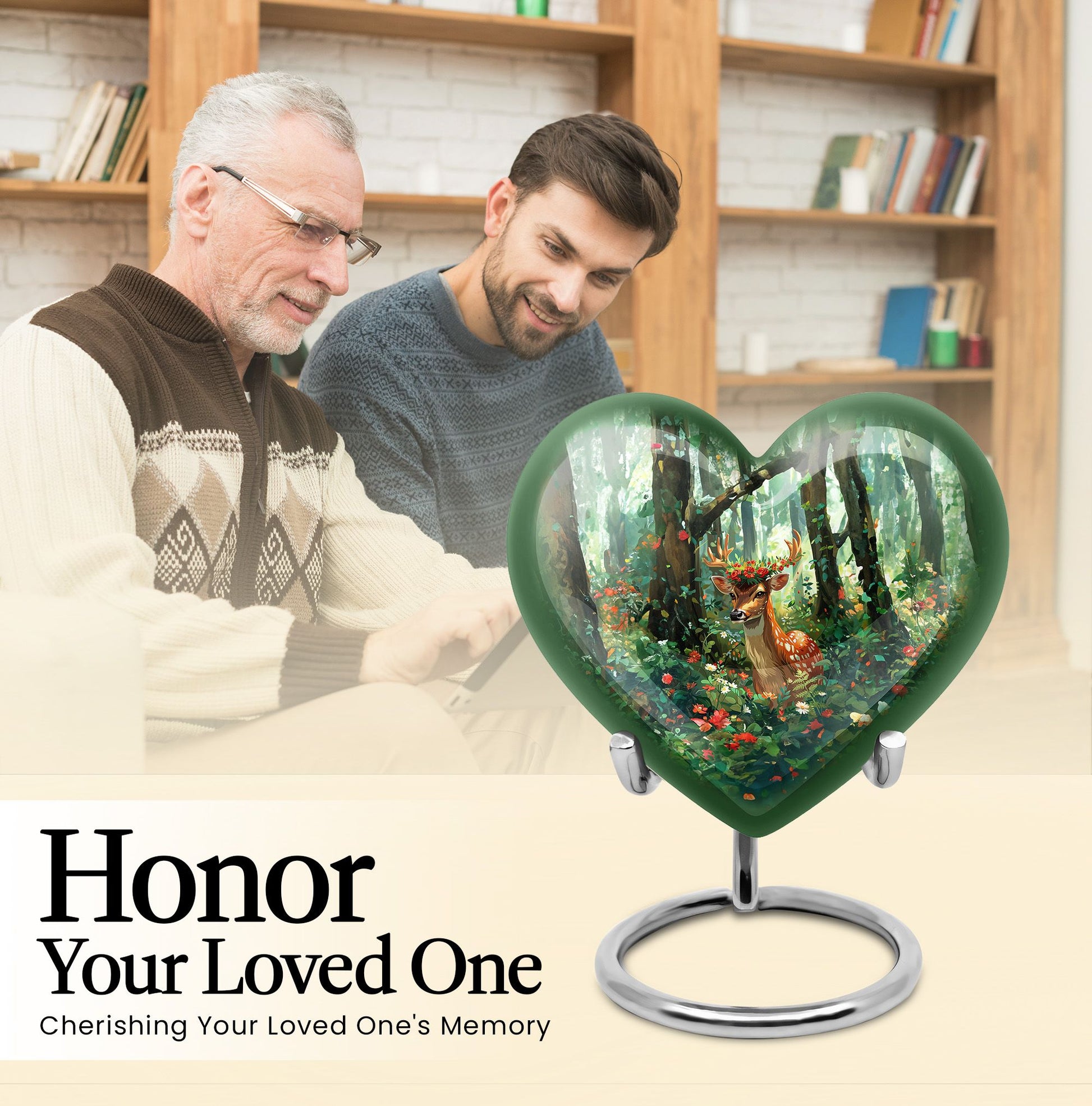 heart-shaped deer urn