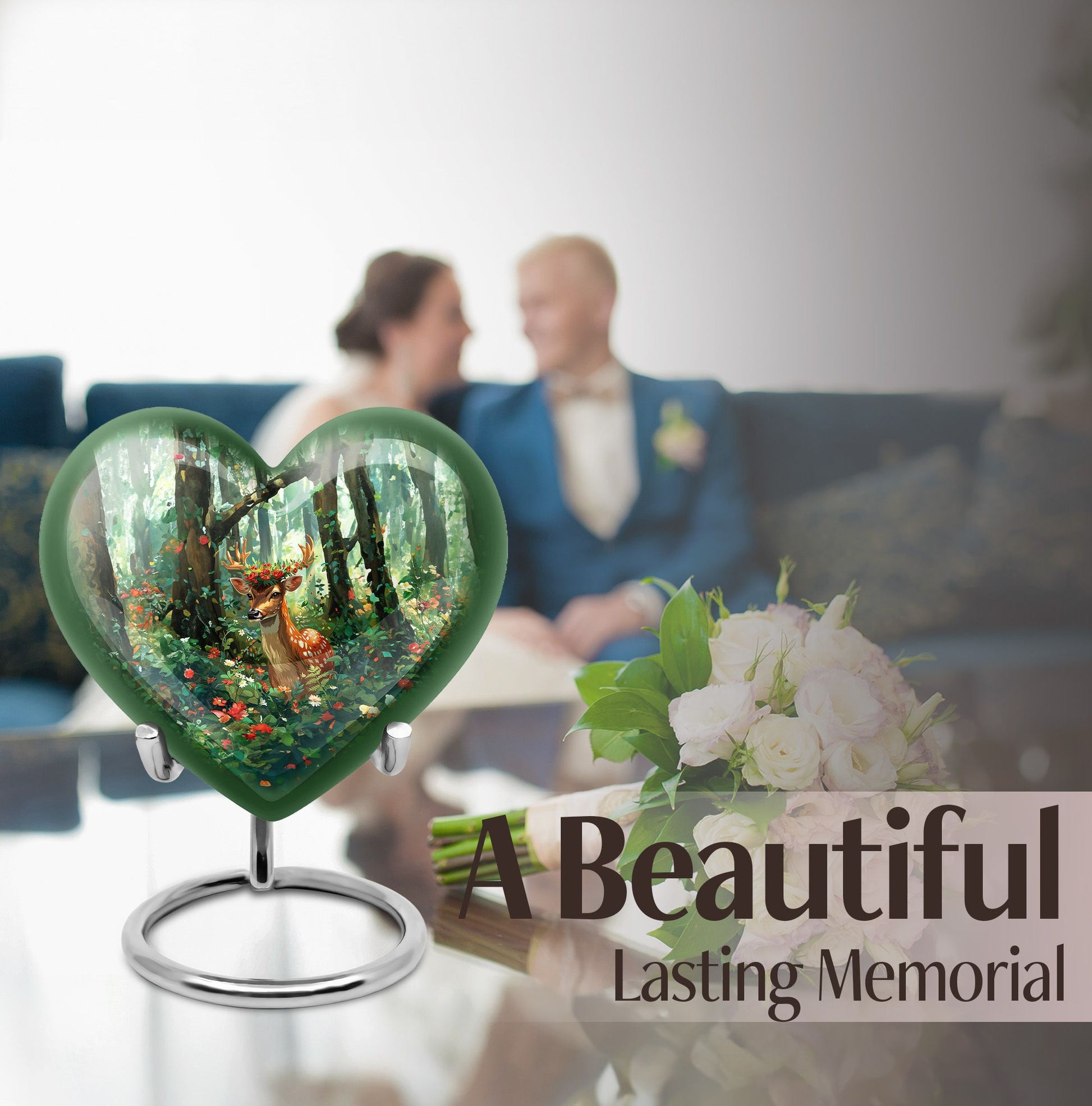 heart-shaped deer urn