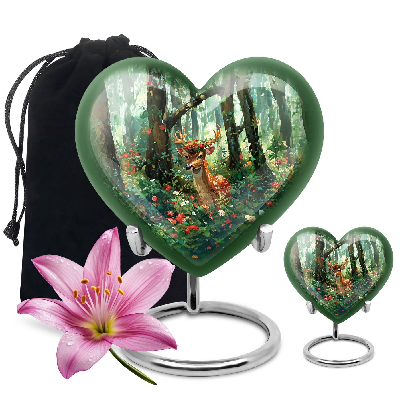 heart-shaped deer urn