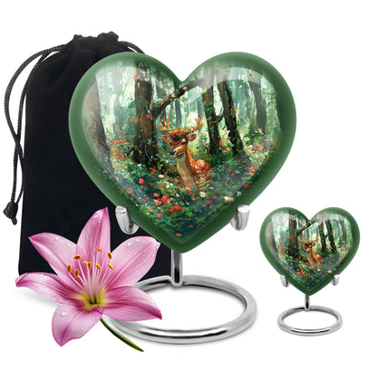 heart-shaped deer urn
