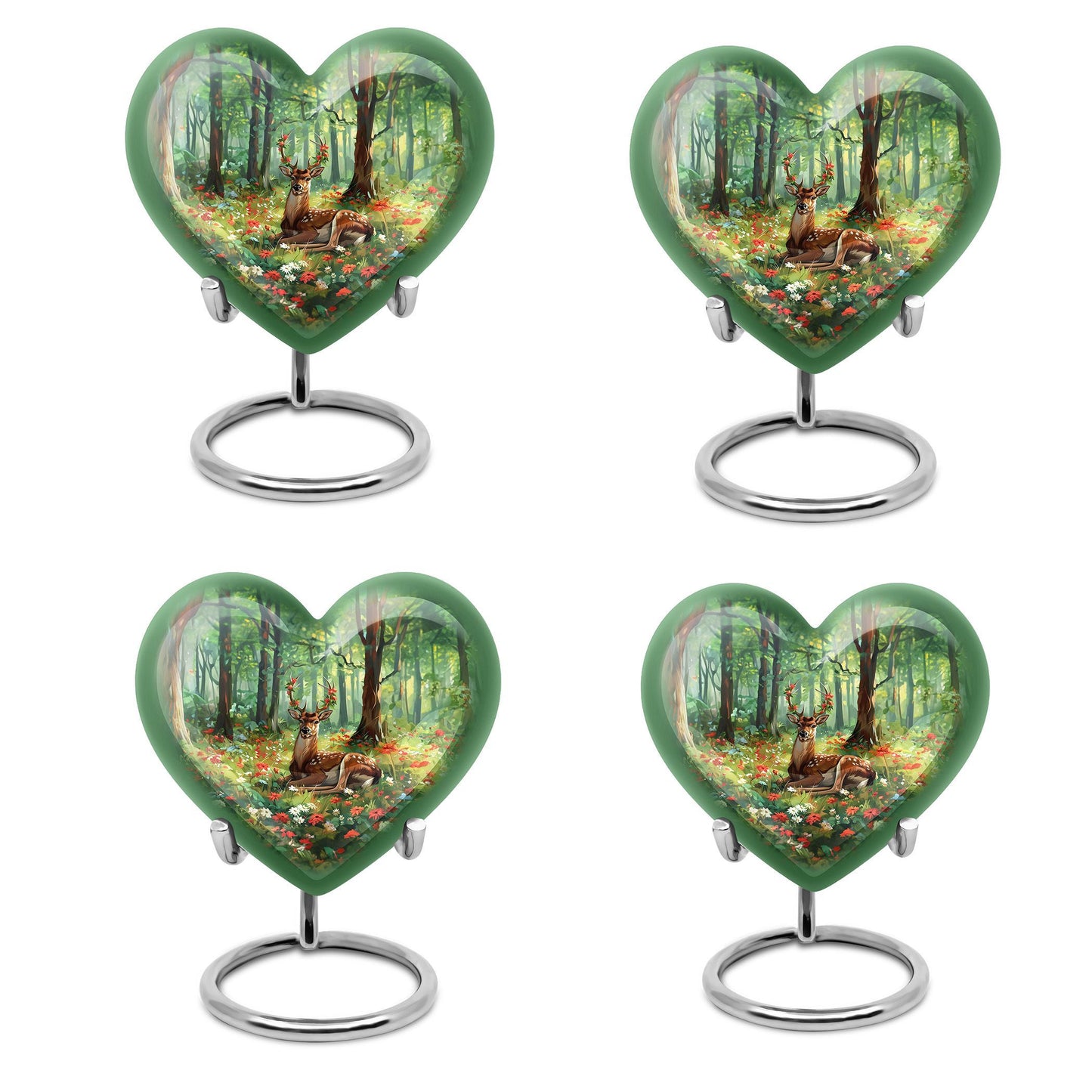 Heart-shaped deer urn with a Gramophone theme, ideal for mother's cremation ashes