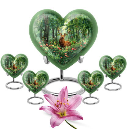 Engraved Hearts themed deer memorial urn