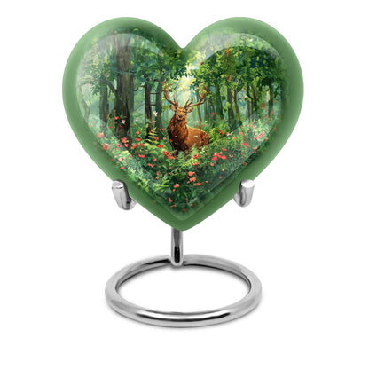 Engraved Hearts themed deer memorial urn