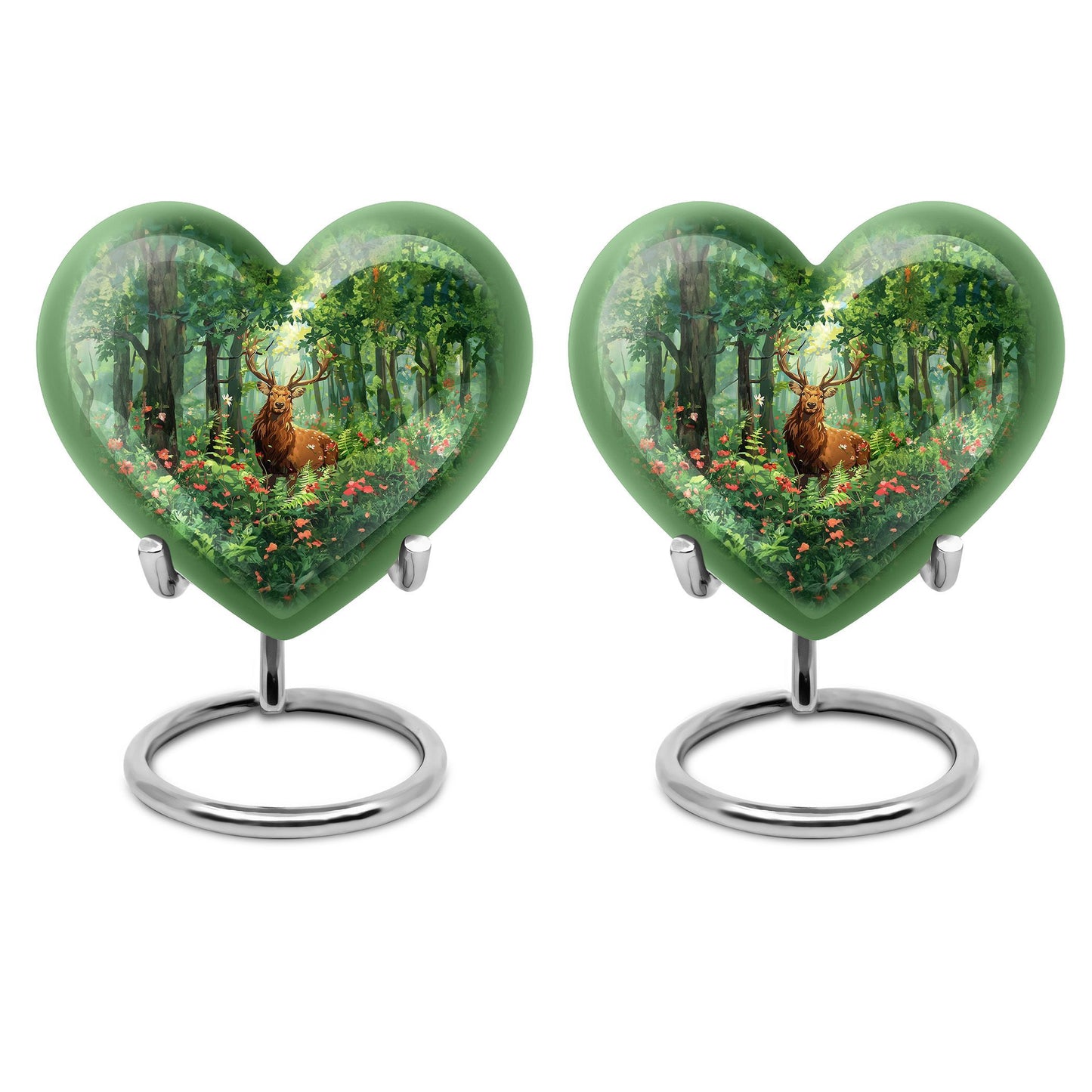 Engraved Hearts themed deer memorial urn