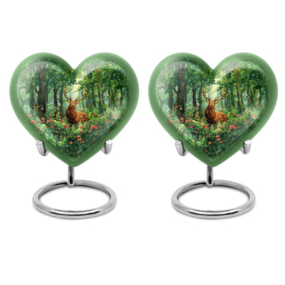 Engraved Hearts themed deer memorial urn