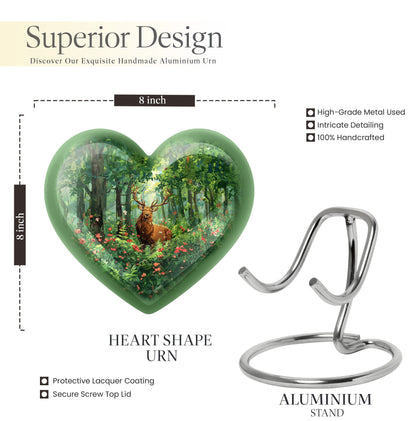 Engraved Hearts themed deer memorial urn