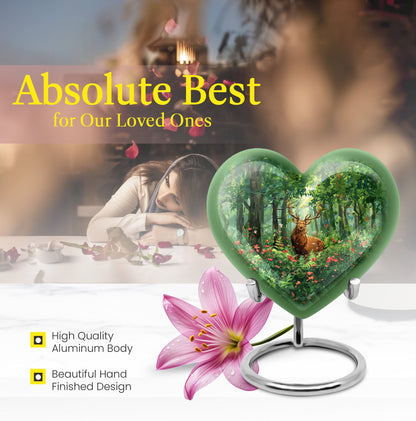 Engraved Hearts themed deer memorial urn