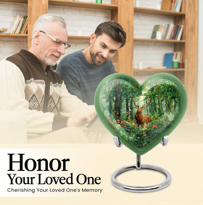 Engraved Hearts themed deer memorial urn