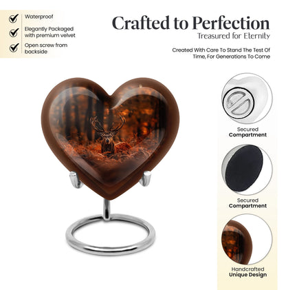 Heart-shaped deer urn, 10-inch aluminium 