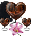 Heart-shaped deer urn, 10-inch aluminium 
