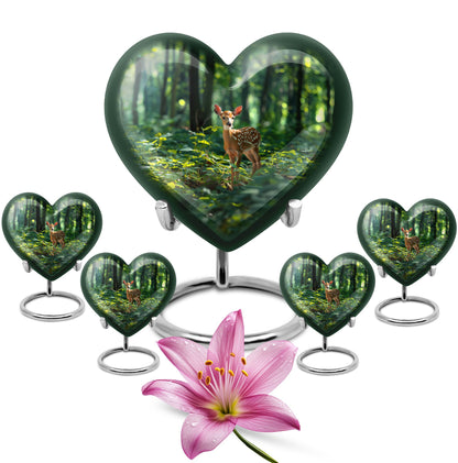 Deer Theme Large Urn With 4 Keepsake Urn