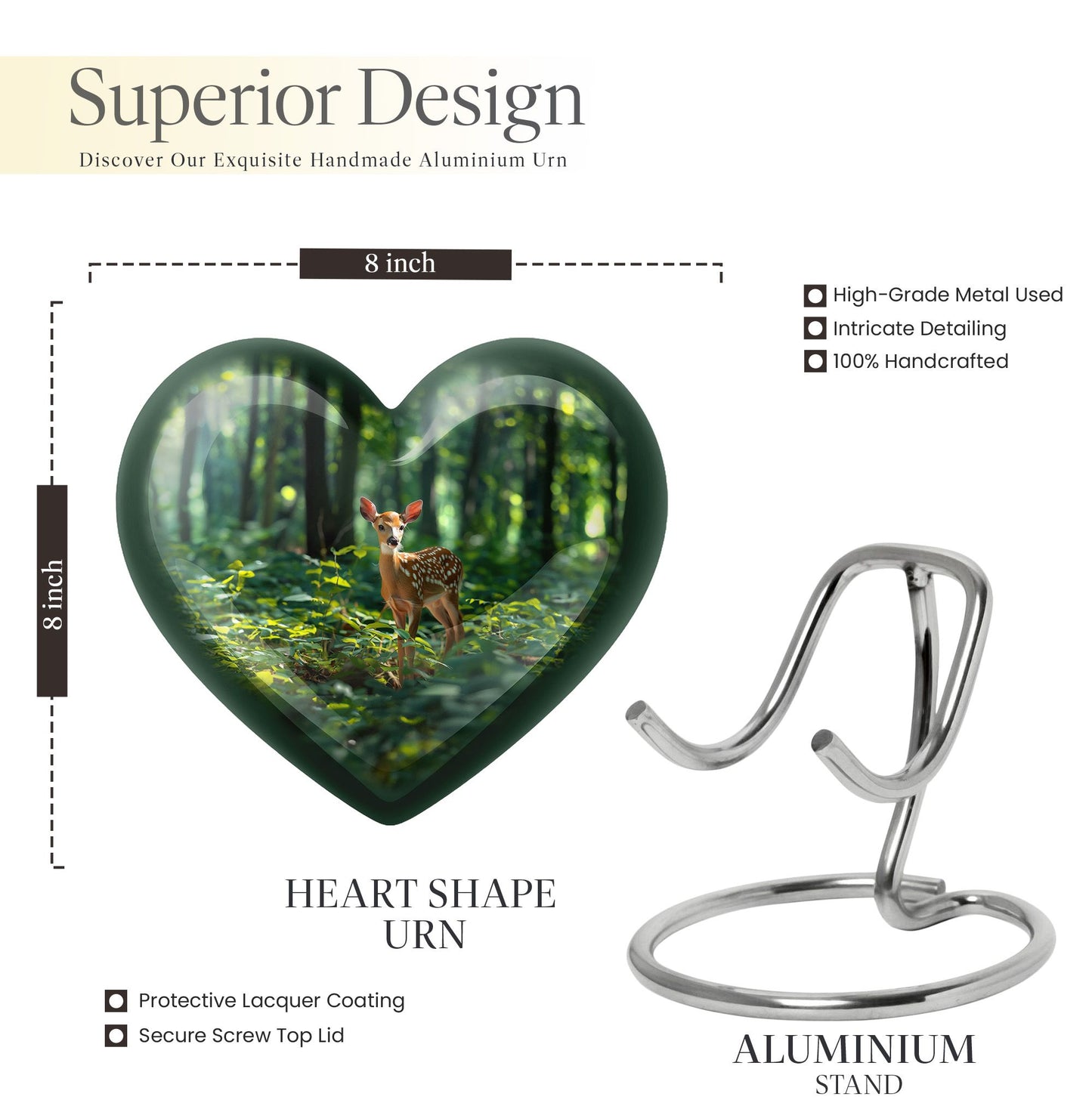 10-inch heart-shaped gramophone deer urn