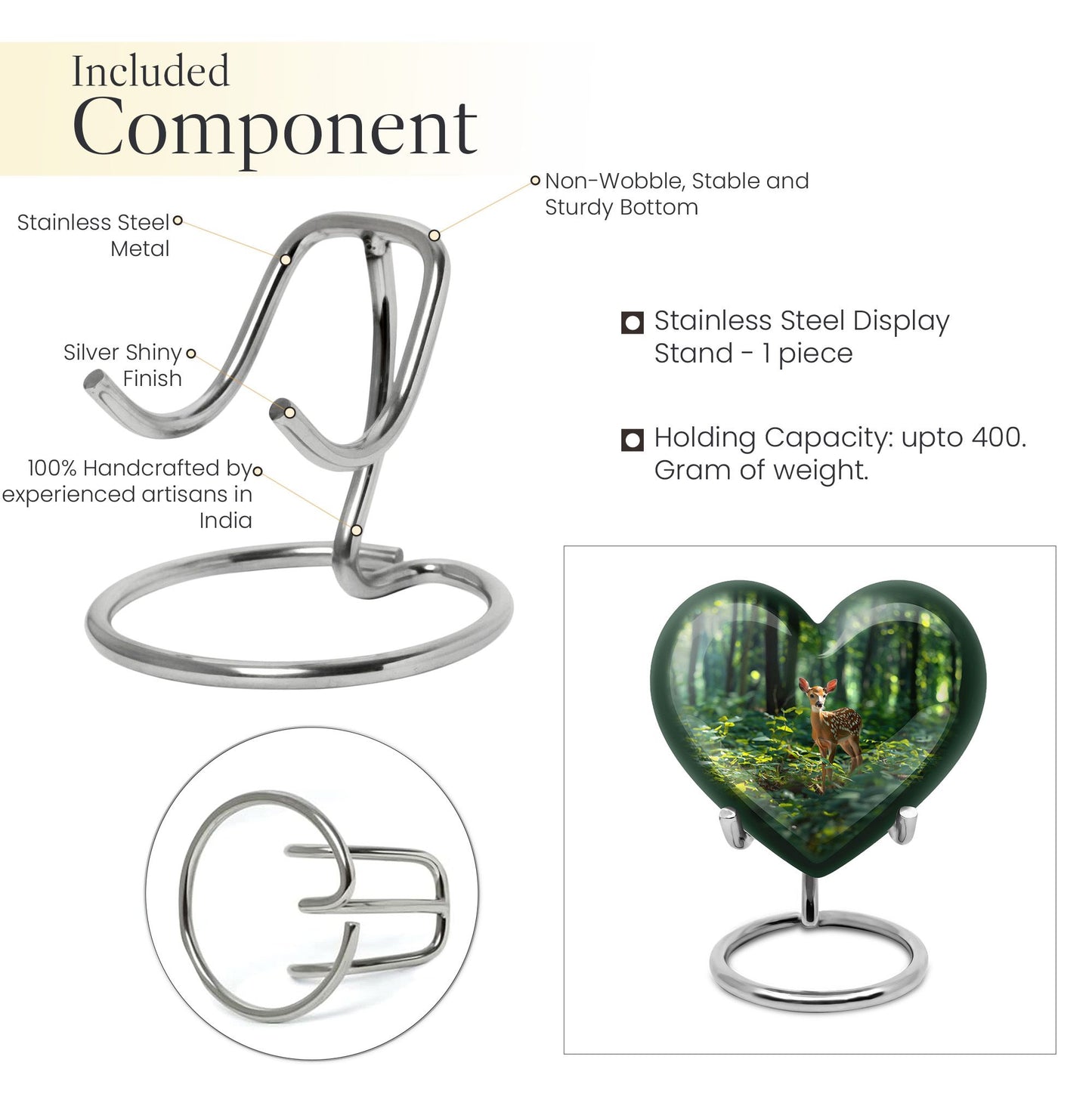 10-inch heart-shaped gramophone deer urn