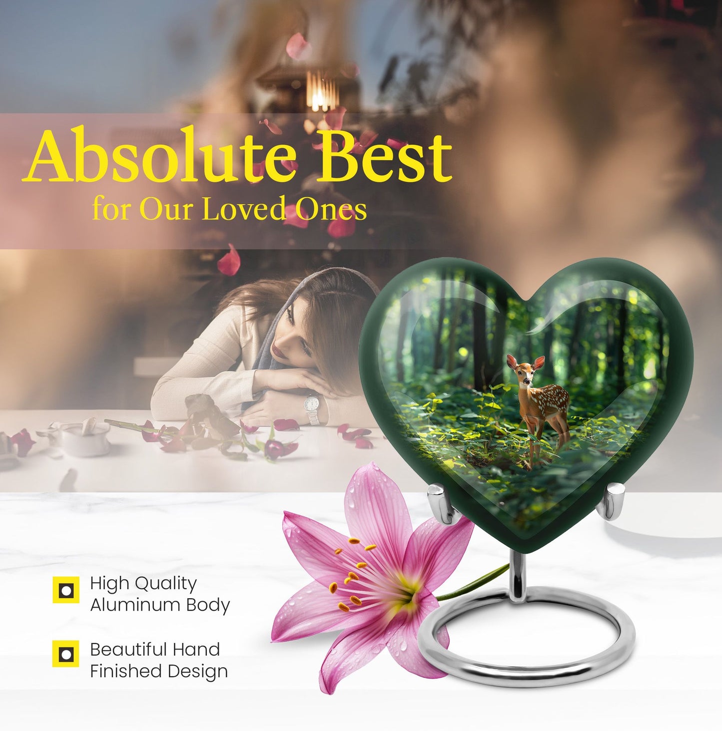 10-inch heart-shaped gramophone deer urn