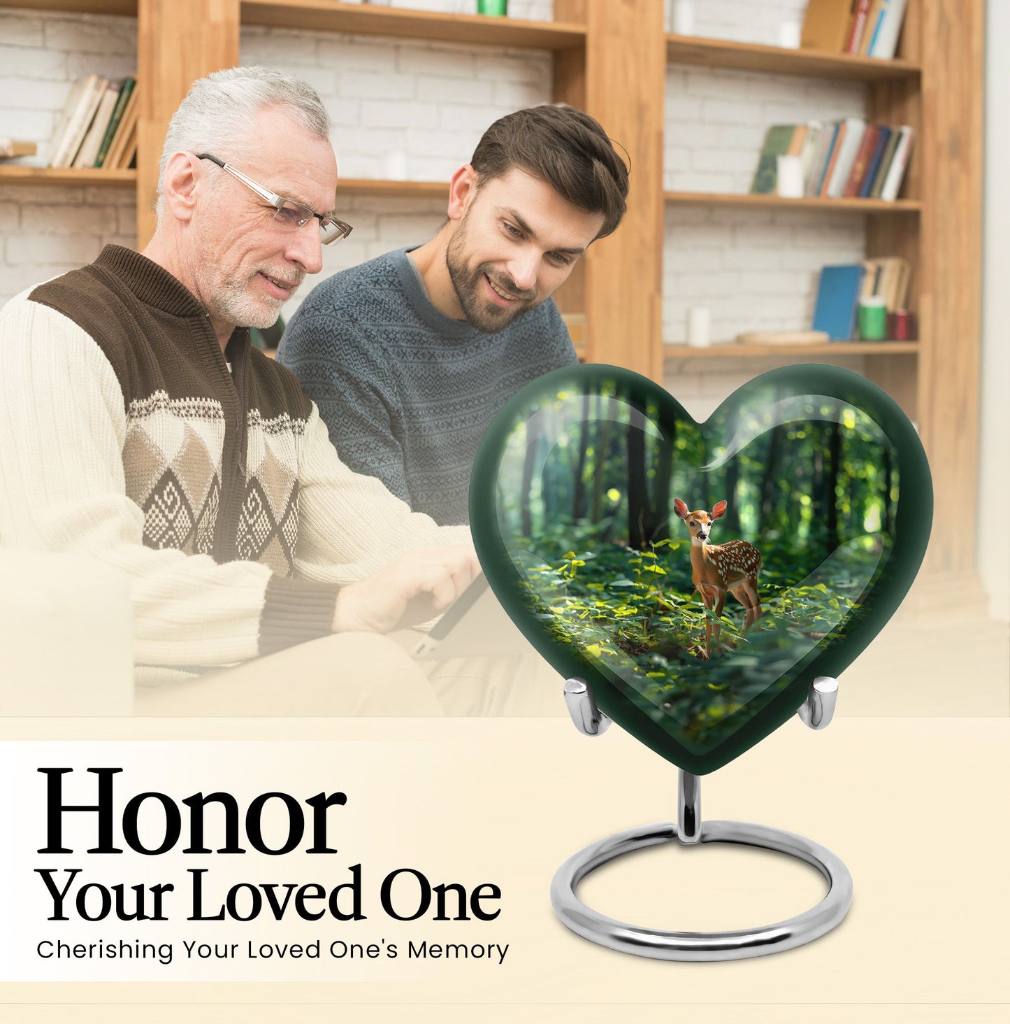 10-inch heart-shaped gramophone deer urn