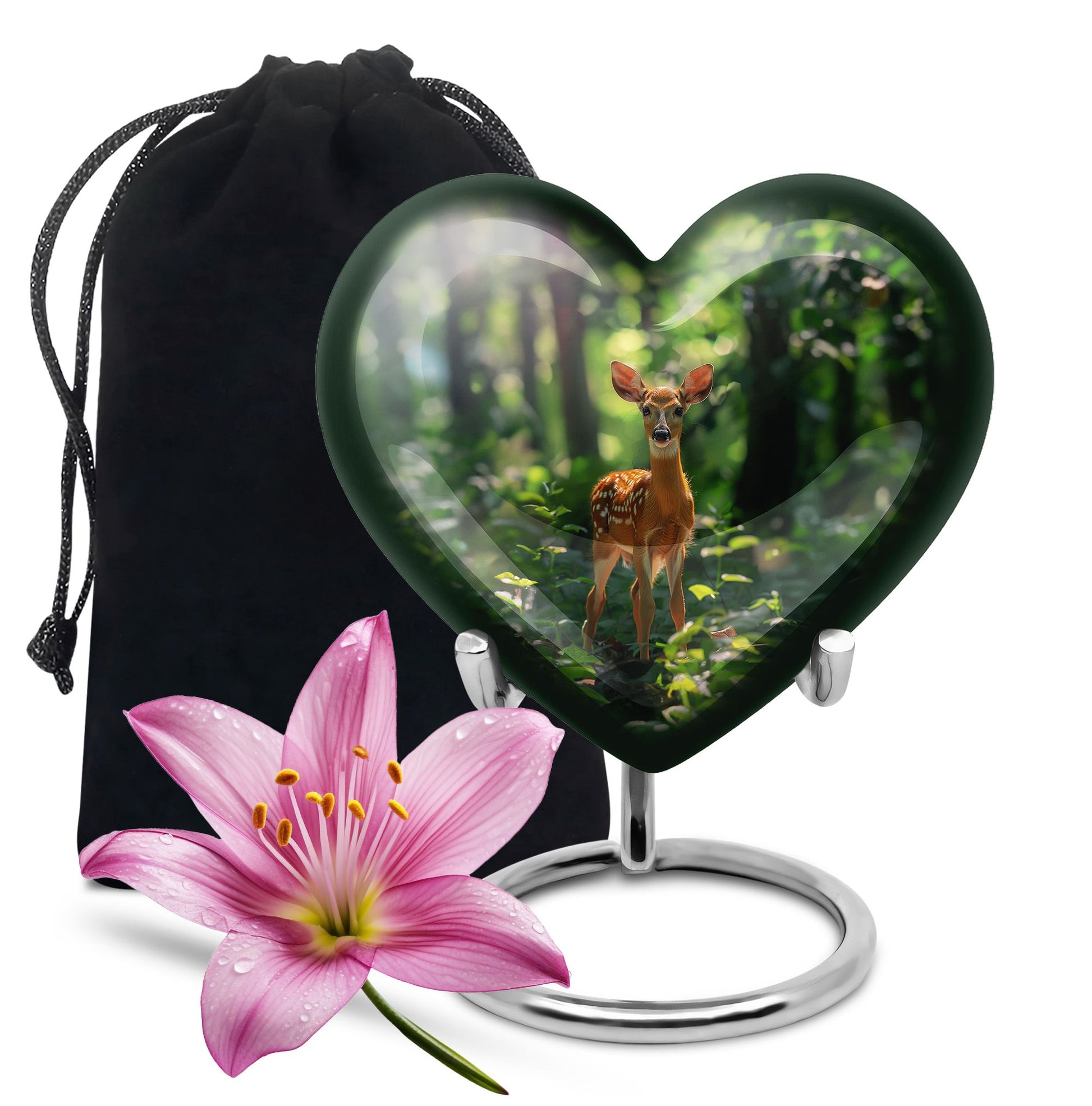 heart-shaped deer urn