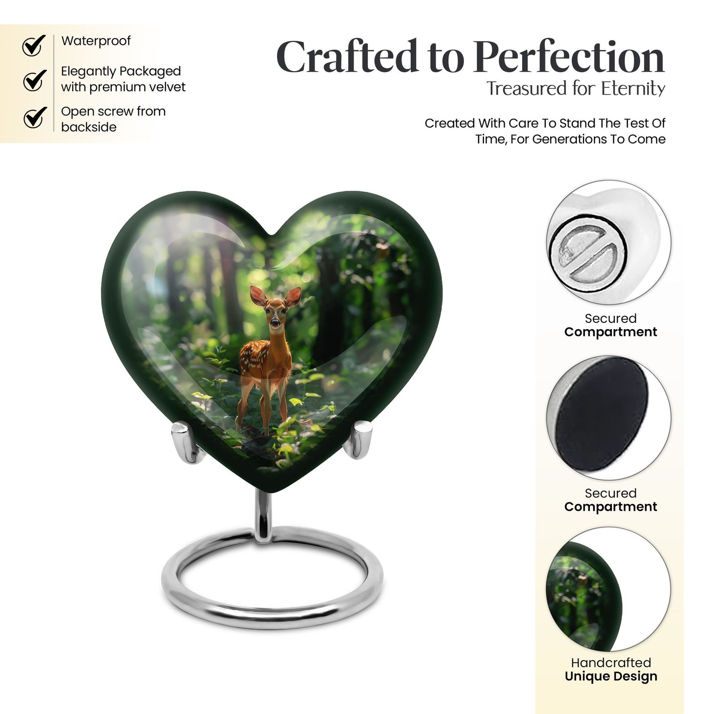 heart-shaped deer urn