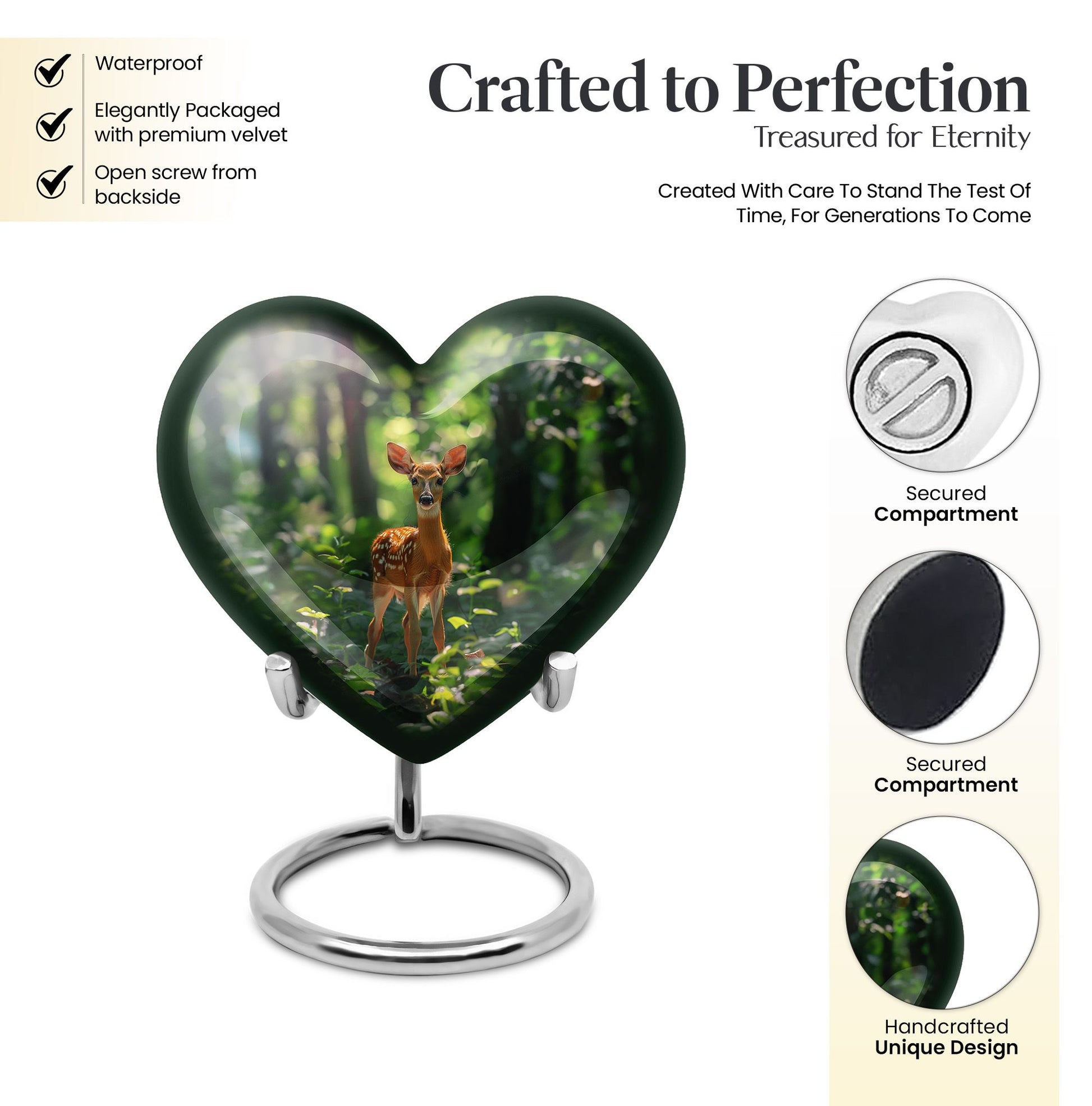 heart-shaped deer urn