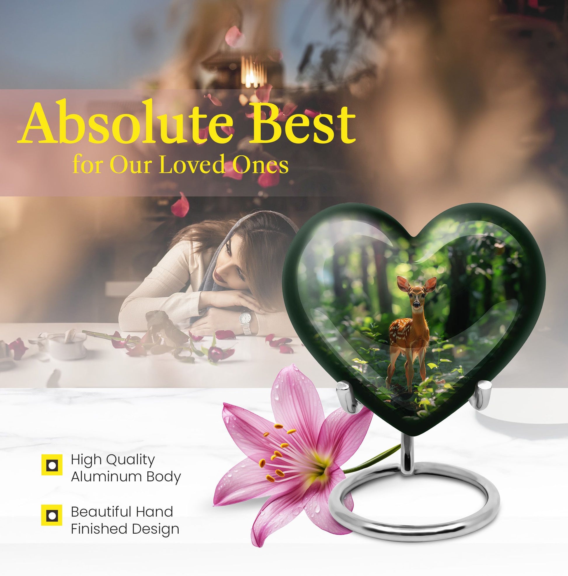 heart-shaped deer urn