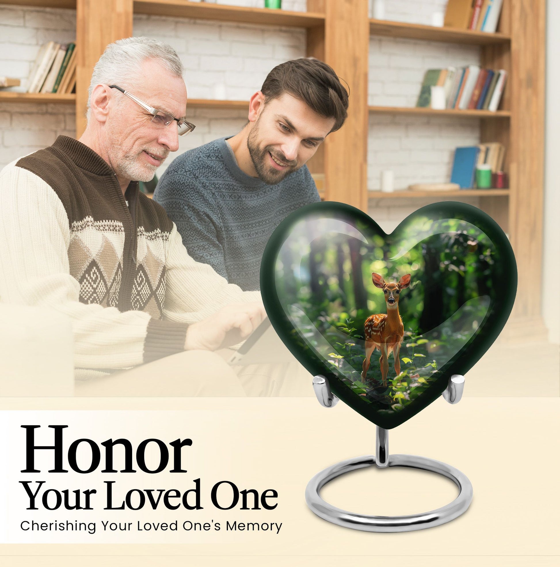 heart-shaped deer urn